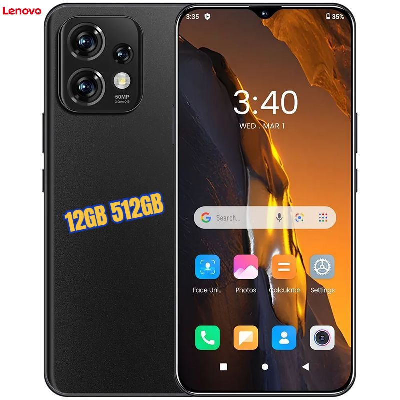 Смартфон Lenovo 4G Большой Экран 7,2 Дюйма, 108 Миллиона Пикселей, 6800 ...