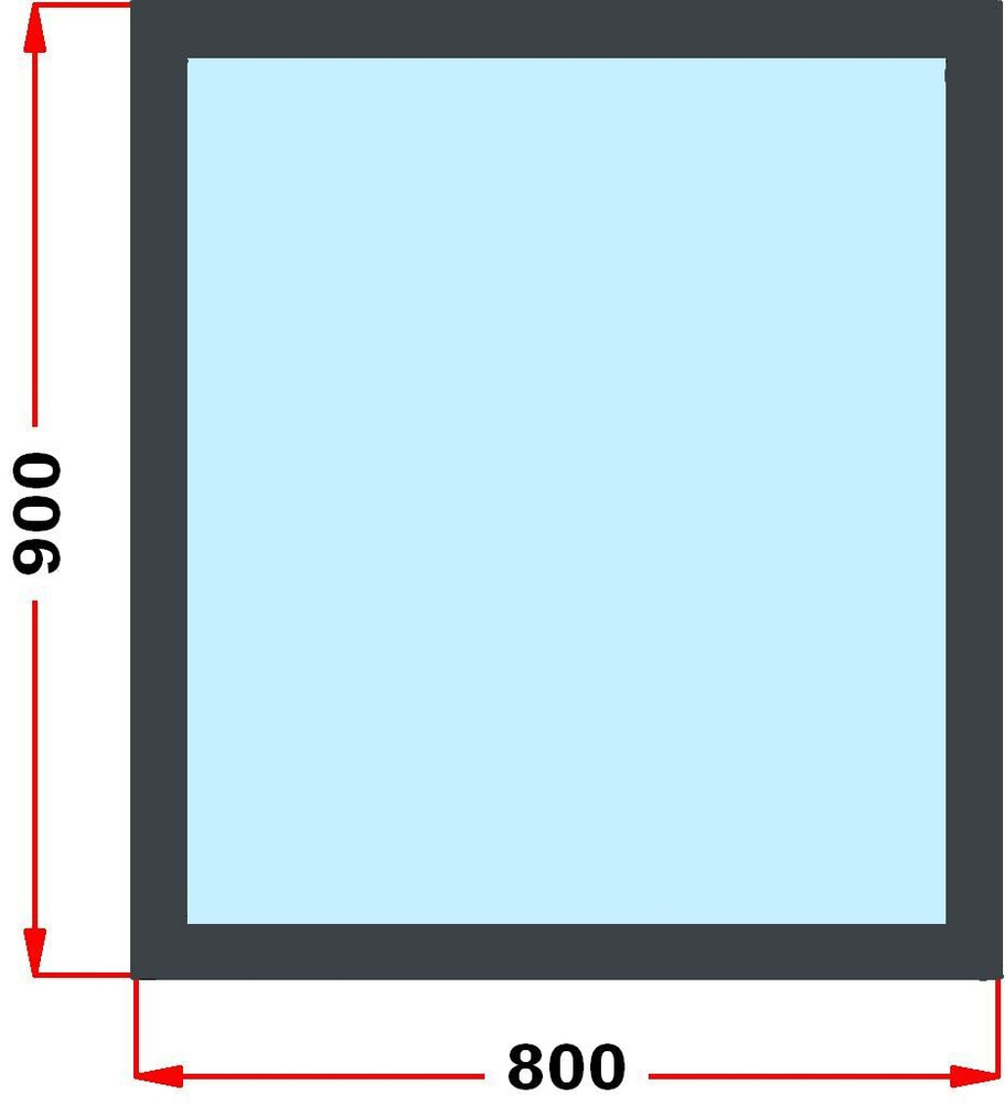 Окно пластиковое, профиль 60 мм (900 x 800), не открывающееся, стеклопакет 2 стекла, темно-серое снаружи, #1