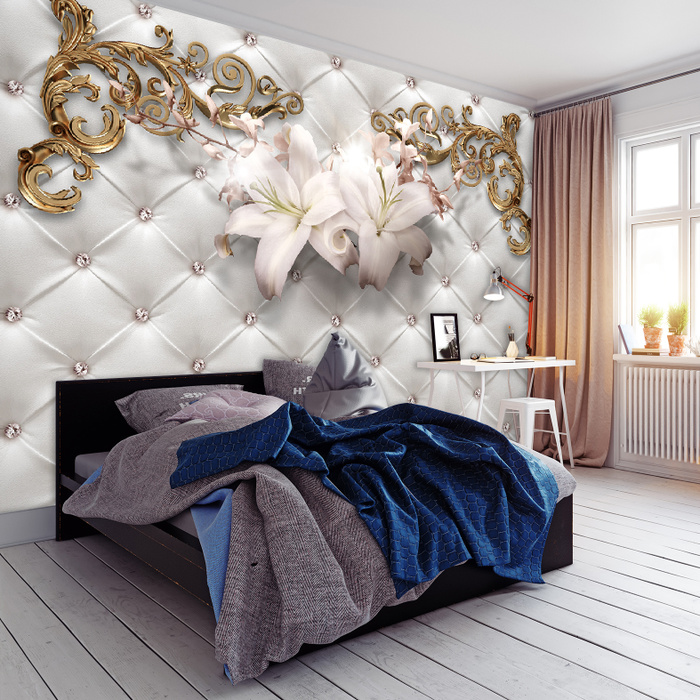 Фотообои / флизелиновые обои 3D лилии и стразы 3,56 x 2,6 м - купить по ...