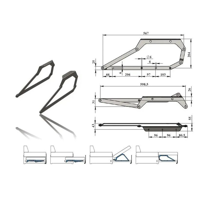 Механизм трансформации мебельный "Дельфин" купить по выгодной цене в ...