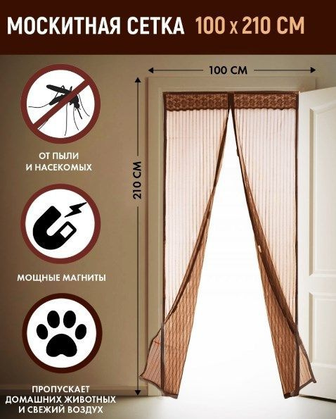 Сетка дверная антимоскитная на 7 магнитах с рисунком 100 210см ra 8806