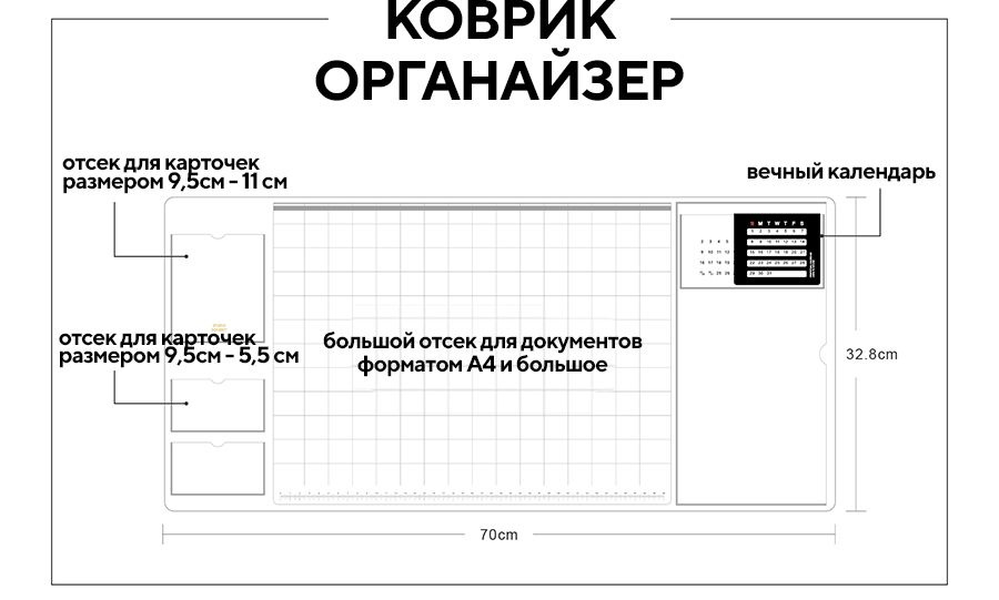 Органайзер настольный для мыши и клавиатуры с отсеками для документов ...