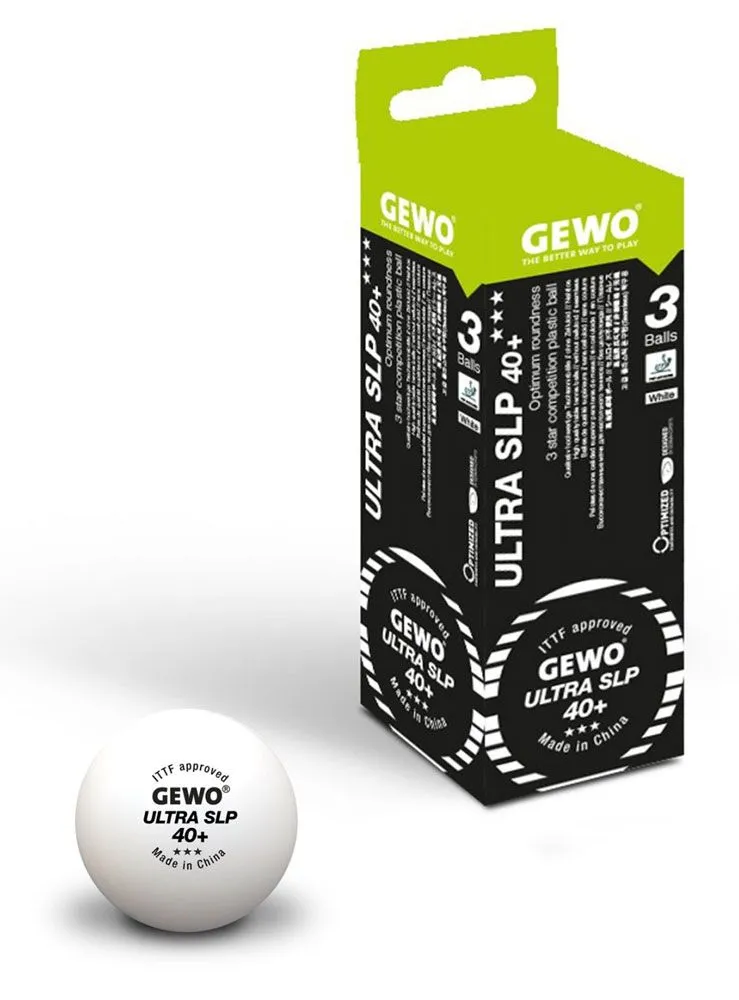 GEWO Мячи пластиковые ULTRA SLP *** 40+ 3 шт. белые, 3 шт