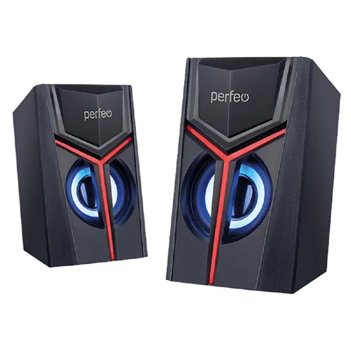 Perfeo колонки "TRIAL", 2.0, мощность 2х3 Вт, USB, чёрн, Game Design, LED подсветка