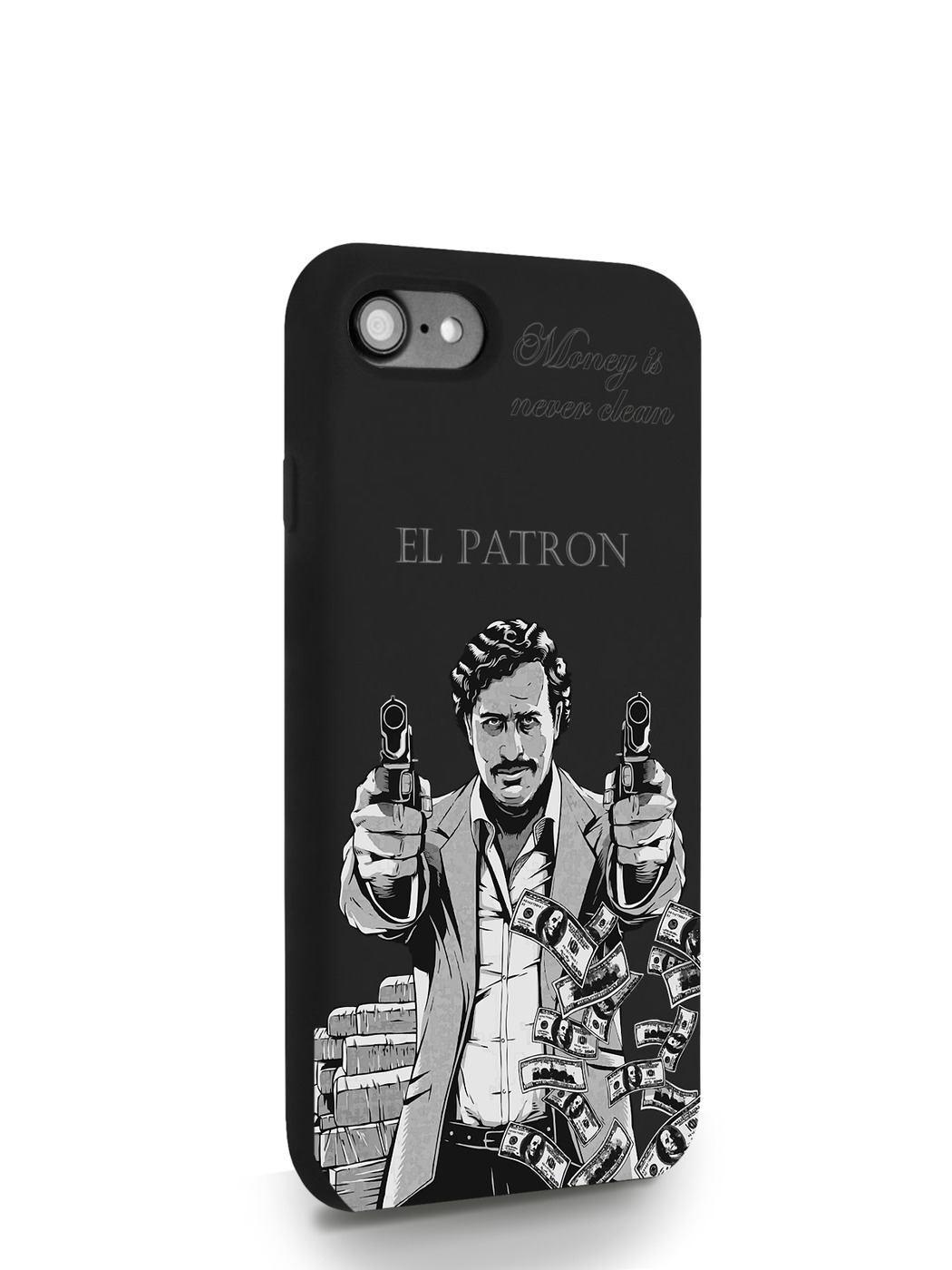 Черный силиконовый чехол для iPhone 7/8/SE2020 El Patron Pablo Escobar Пабло Эскобар для Айфон 7/8/СЕ2020
