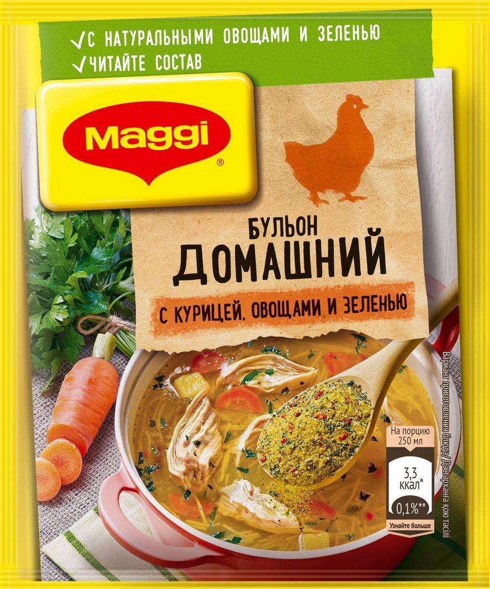 Бульон сухой Maggi Бульоны Домашний с курицей, овощами и зеленью, 100 г ...