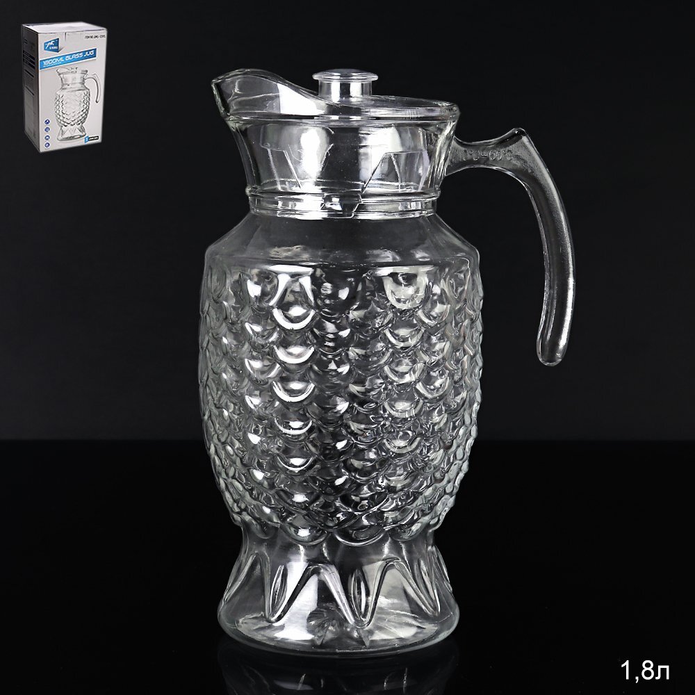 Кувшин стеклянный с крышкой, 1800 мл. Кувшин стеклянный с крышкой, 1800 мл.