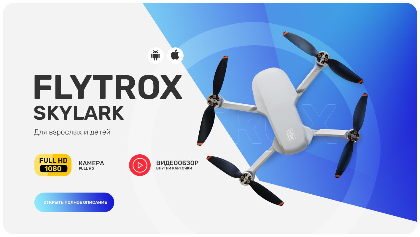 Квадрокоптер с камерой Flytrox Skylark, дрон с устройством облета  препятствий - купить с доставкой по выгодным ценам в интернет-магазине OZON  (1473741208)