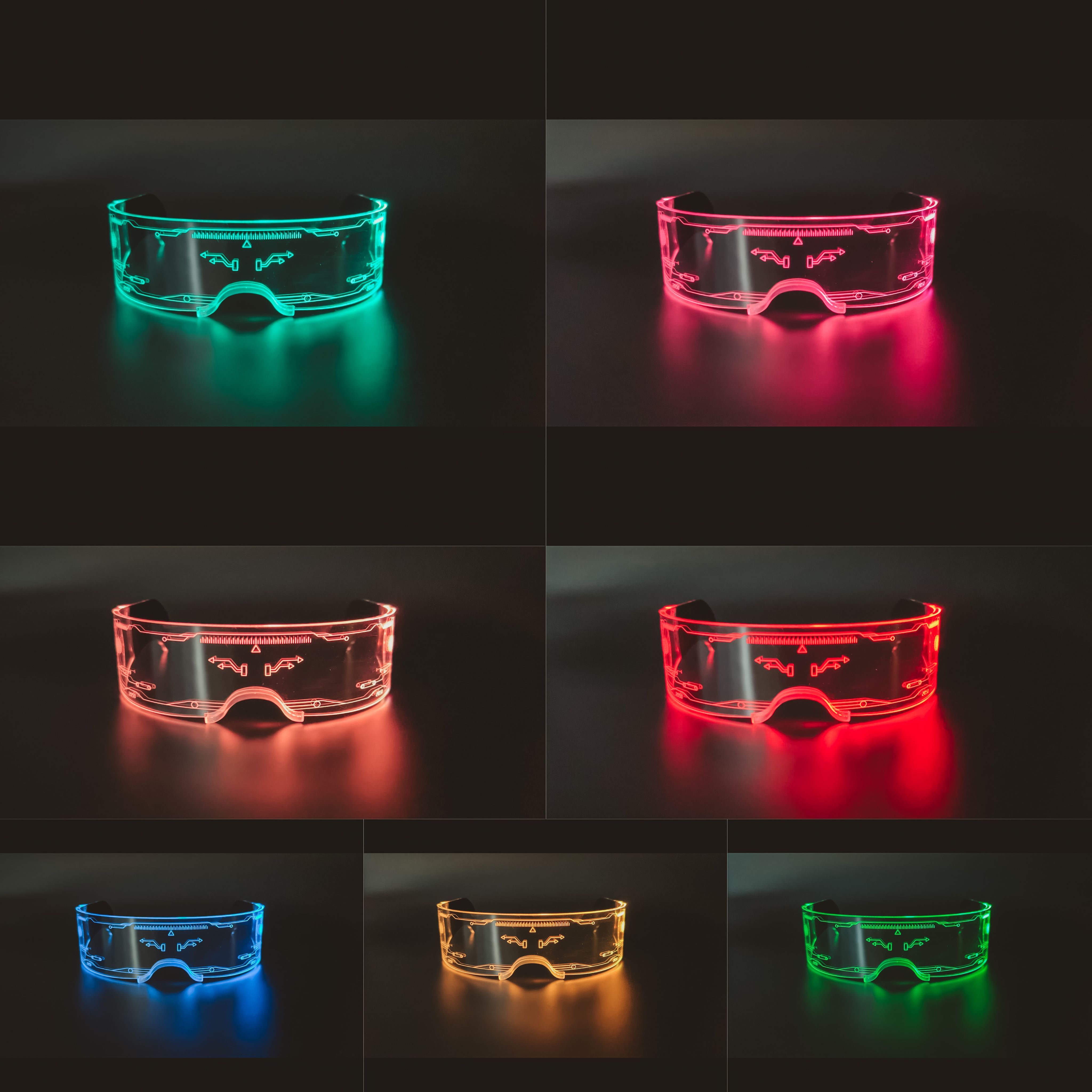 Светящиеся очки cyberpunk / Неоновые, прозрачные очки с led подсветкой ...