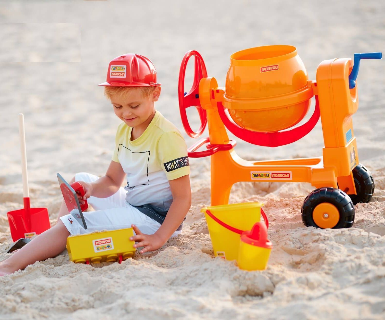 Песочная бетономешалка для игры в стройку с прицепным устройством для ...