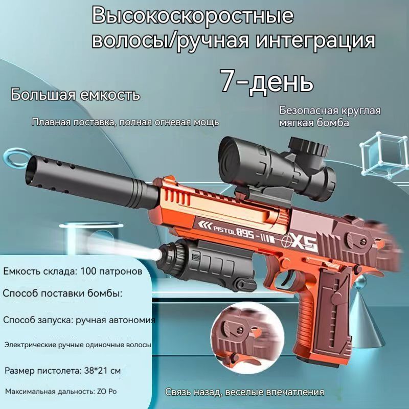 Игрушечный пистолет Нерф Desert Eagle с глушителем и ручной загрузкой ...