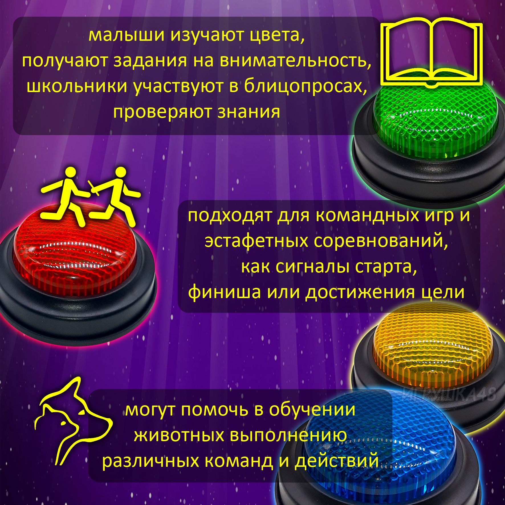 Набор звуковых и световых кнопок Мега сирена Звук сирены Кнопки зарядки ...