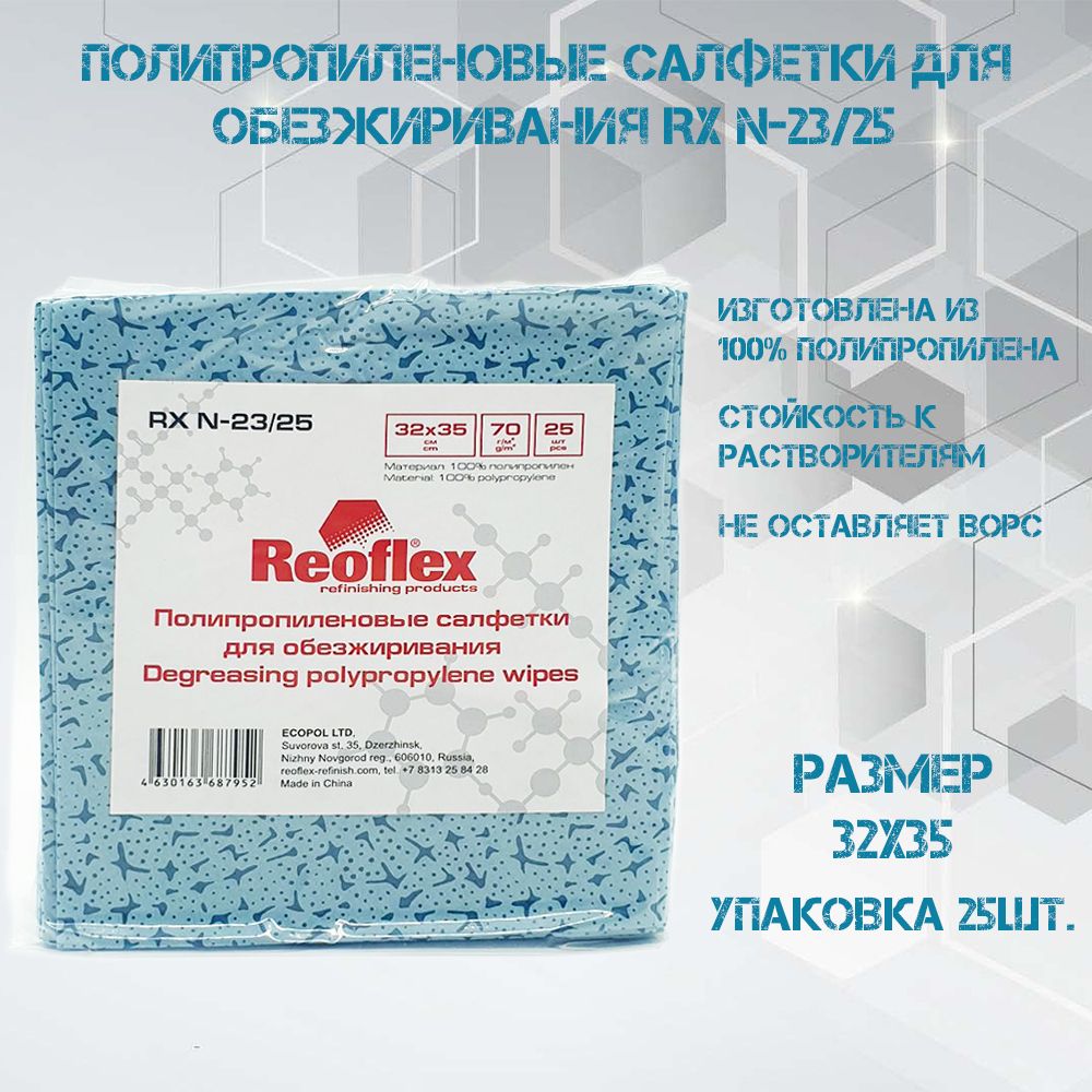 ОбезжиривающаябезворсоваясалфеткаREOFLEX,RXN-23/25