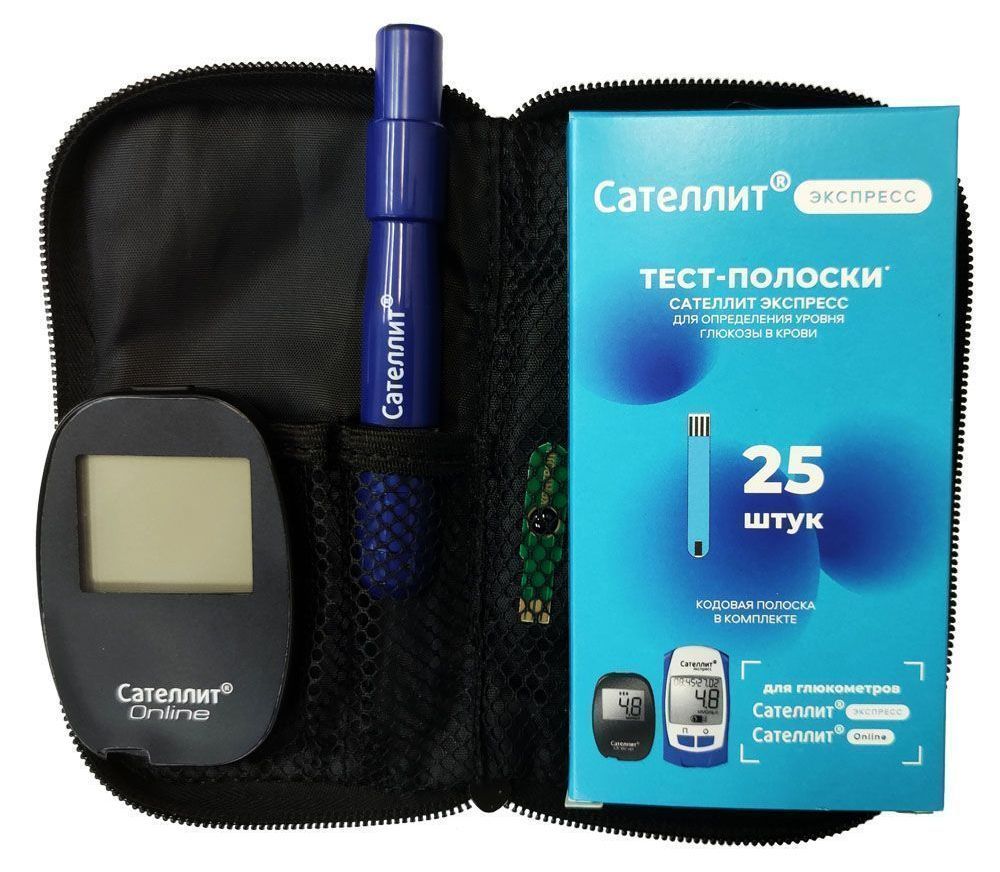 Глюкометр Сателлит Online (Онлайн) + тест-полоски Экспресс (25 шт ...