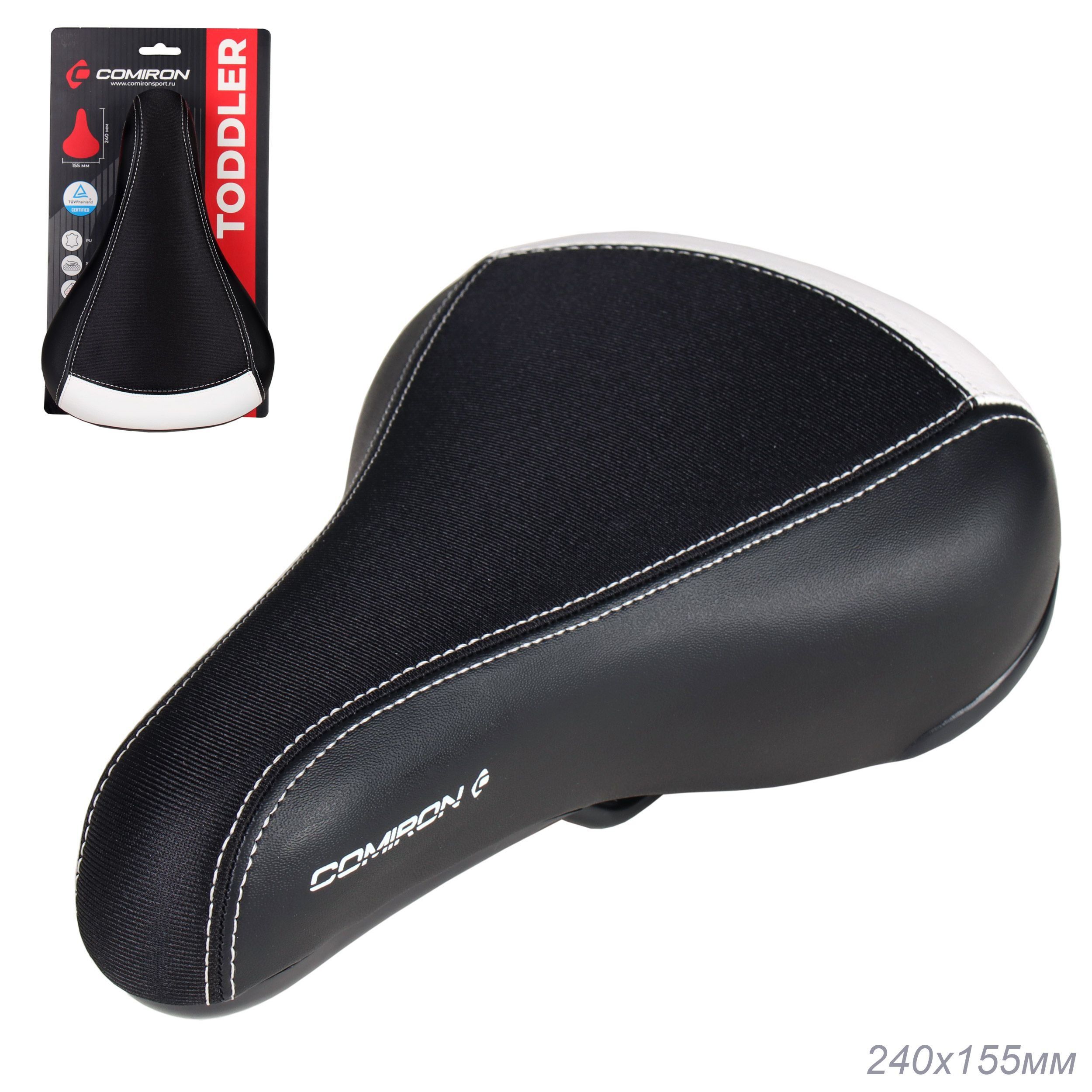 Седло велосипедное детское COMIRON TODDLER N950, верх: PU, чёрный с белым Седло велосипедное детское COMIRON TODDLER N950, верх: PU, чёрный с белым
