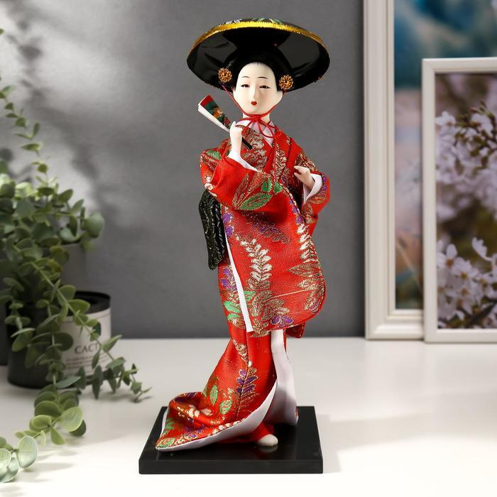 Кукла коллекционная "Китаянка с веером в шляпе" 30*12,5*12,5 см  #1