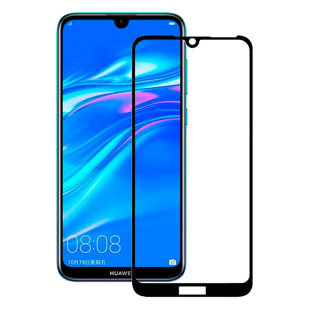 Защитное стекло для Huawei Y7 2019 c полным покрытием, черная рамка, серия  СТЕКЛОФФ Base - купить с доставкой по выгодным ценам в интернет-магазине  OZON (215531773)