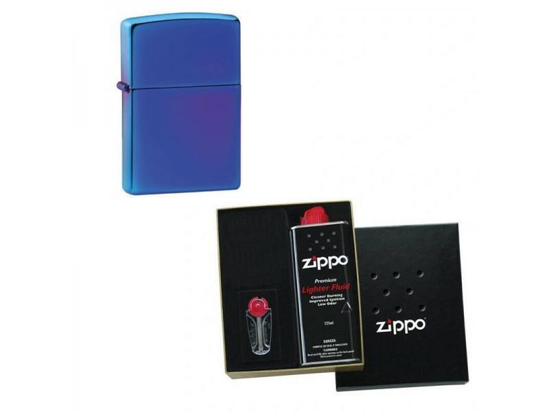 Зажигалка ZIPPO Classic High Polish Indigo 29899 в подарочной упаковке + топливо и кремни  #1