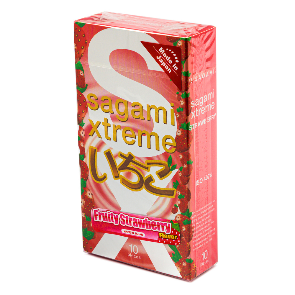 Sagami Xtreme Strawberry 10 шт. Презервативы с ароматом земляники/клубники,  латекс 0,04 мм - купить с доставкой по выгодным ценам в интернет-магазине  OZON (267914402)