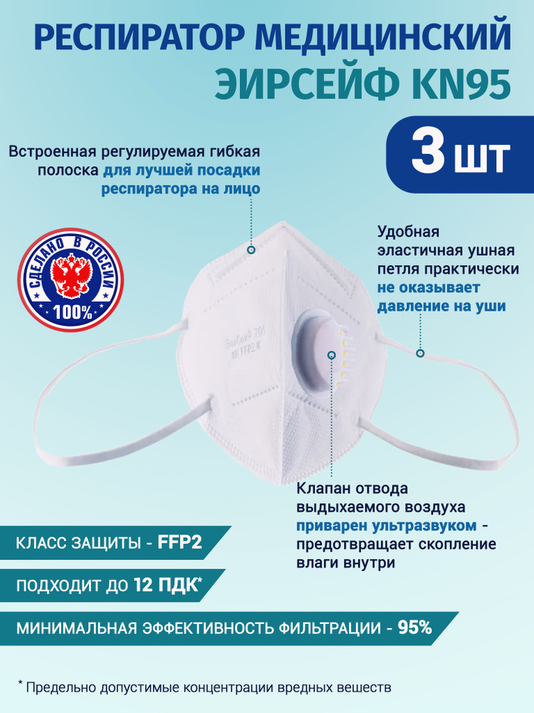 ЭирСейф Респиратор медицинский Маска медицинская / респиратор ...