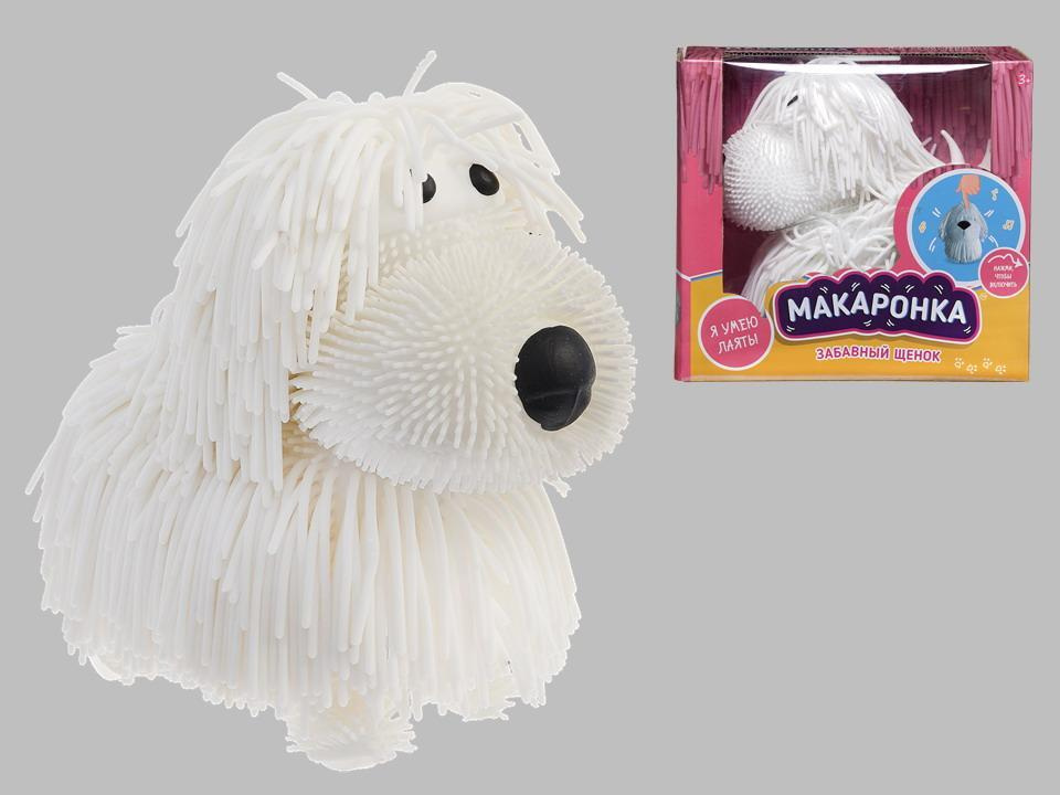 Интерактивная игрушка ABtoys Макаронка Собака белая ходит, звуковые и музыкальные эффекты.  #1
