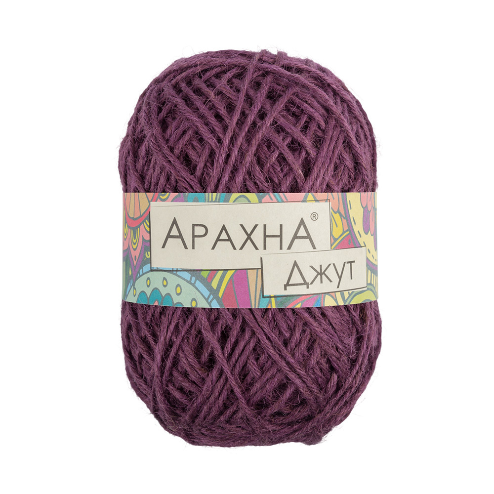 Пряжа Arachna "Jute" 100% джут 5 шт. х 100 г 10 г 90 м 5 м № 012 т. сиреневый  #1