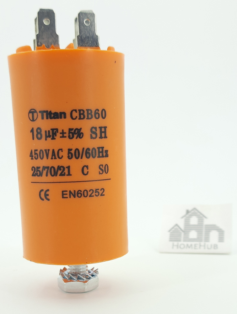 Пусковой конденсатор 18uF(мкф), 450V, CBB-60, 40x70, клеммы/болт ...