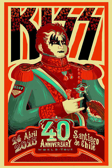 Постер Винтажный дизайнерский Группа Kiss Анонс тура (30х40 см) #1