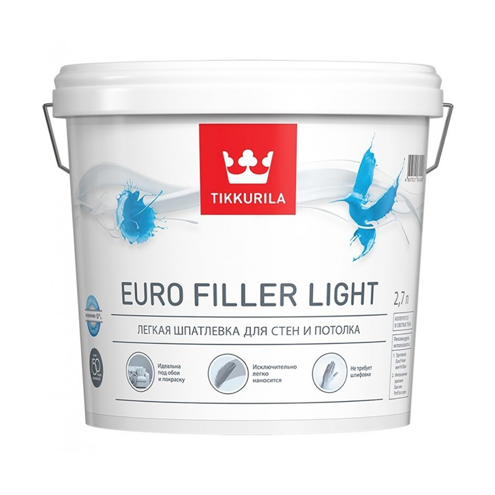 Tikkurila Euro Filler Light / Тикурила Евро Филлер Лайт Kta 0,9 Л Шпаклевка Легкая "Тиккурила"  #1