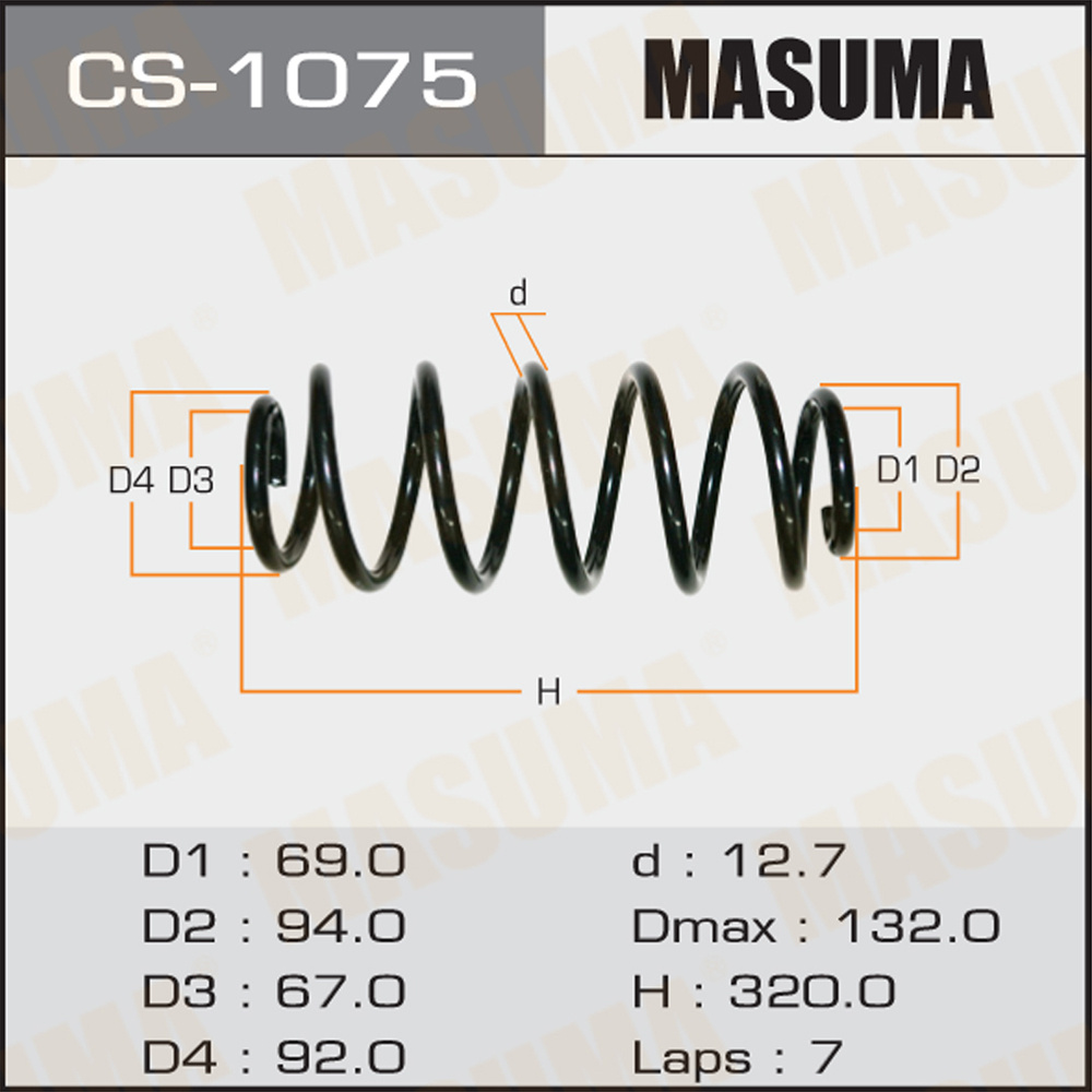 Пружина подвески TOYOTA COROLLA (E150) 06-13, AURIS 07- задняя MASUMA #1