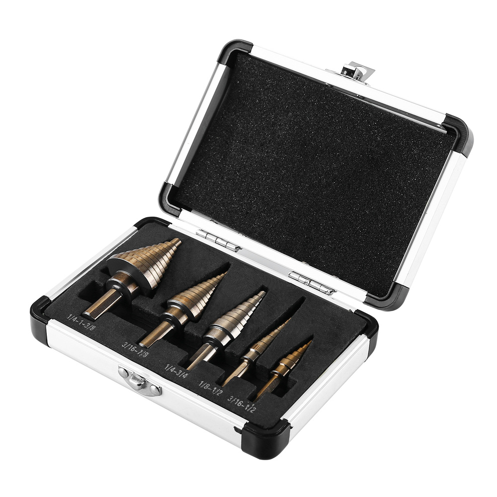 Набор сверл ступенчатых в металлическом кейсе DEKO DH22, 5 шт - купить ...