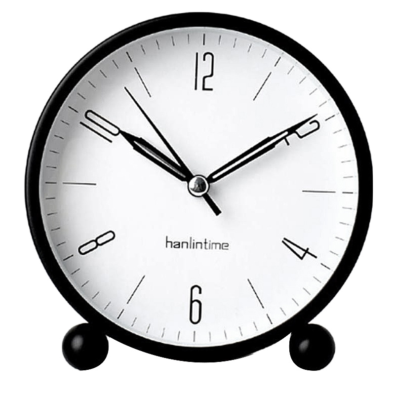 Настольные часы Hanlintime с ночной подсветкой, Бесшумные, работающие на батарейках, Черные  #1