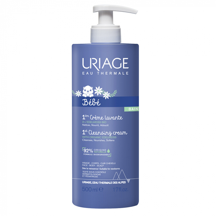 URIAGE ПЕРВЫЙ Очищающий пенящийся крем для детей и новорожденных (BEBE 1ERE CREME LAVANTE), 500 мл  #1