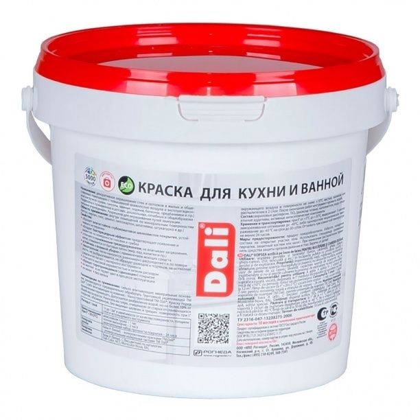 Краска для ванной и кухни латексная Dali Professional база C 0,9 л  #1