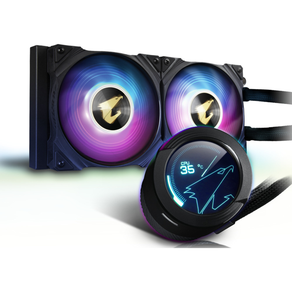 AORUS WATERFORCE X 240, All-in-one Liquid Cooler With Circular LCD Dis Rgb Fusion 2 0 120mm Argb Fans