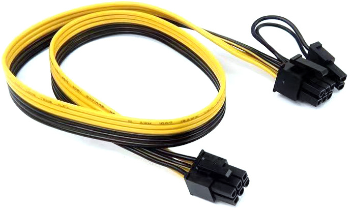 Кабель питания для видеокарт 6 PIN на 8 PIN (2 + 6 PIN) (60 см) GSMIN ...