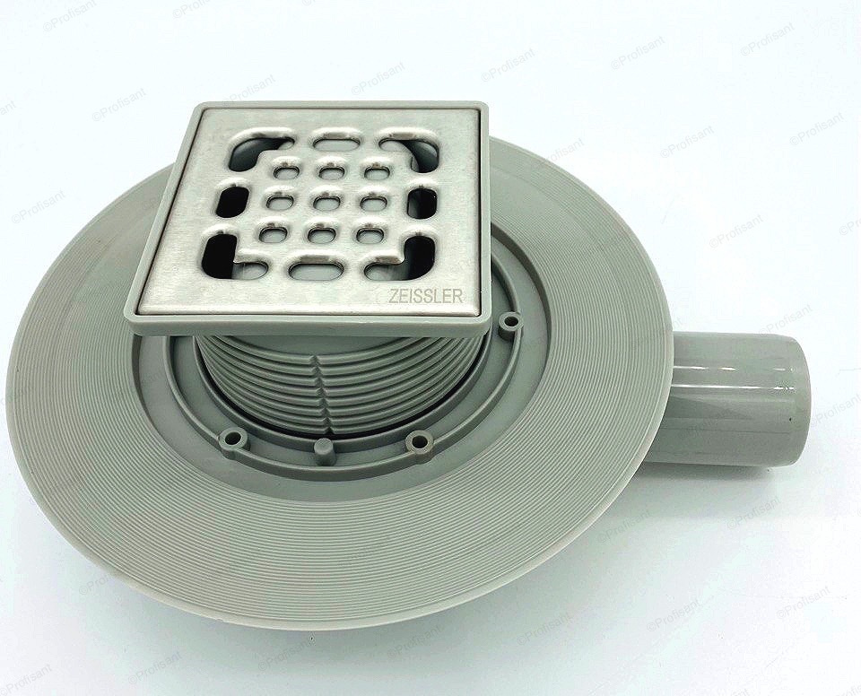 Трап для душа с сухим затвором 10Х10 см угловой (горизонтальный) выпуск ...