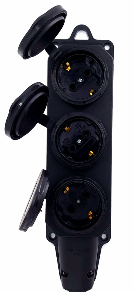 Розетка переносная влагостойкая, каучуковая с заземлением 3 гнезда ...