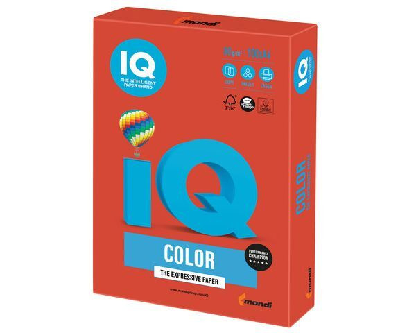 Бумага цветная IQ color, А4, 80 г/м2, 100 л., интенсив, кораллово-красная, CO44  #1