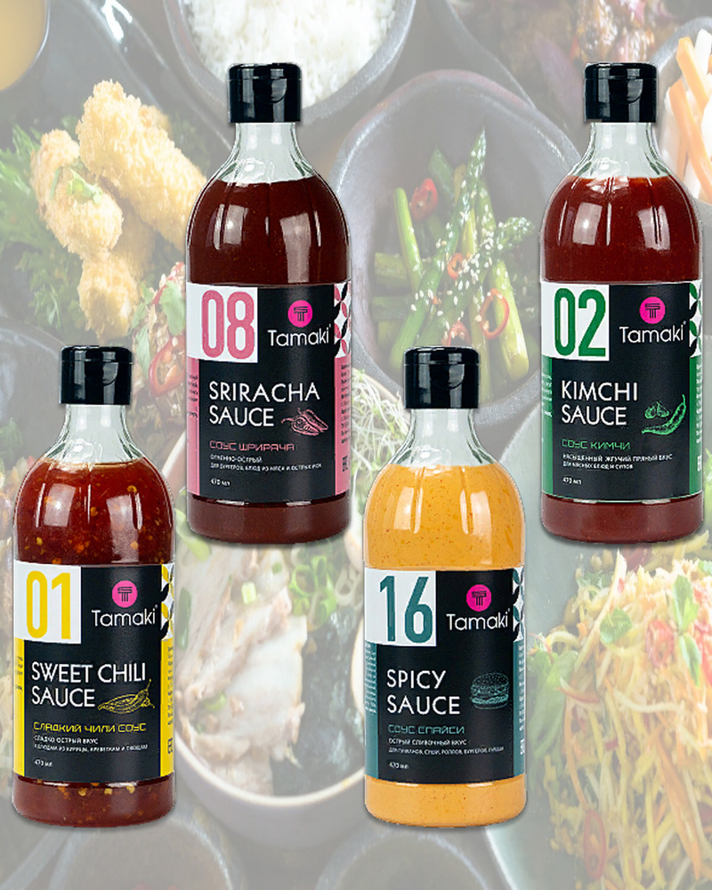 Соус набор шрирача, кимчи, спайси, сладкий чили, японская и ...
