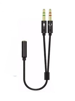 Переходник - разветвитель KIN KY-192 Mini Jack 3.5 мм 4pin на микрофон и наушники 2 x Mini Jack 3.5мм #1