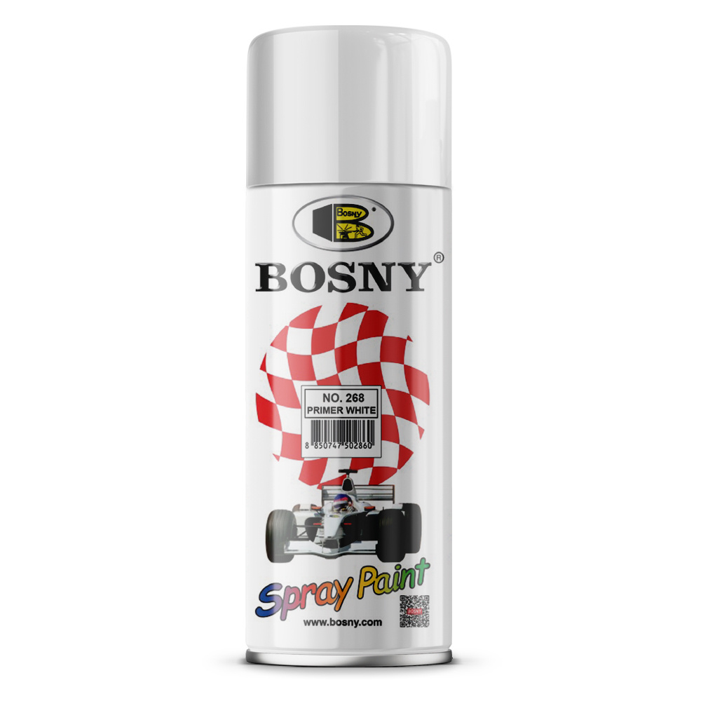 Bosny Аэрозольная краска Быстросохнущая, Матовое покрытие, 0.4 л, 0.3 кг, белый  #1