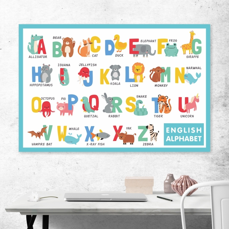 Постер "English Alphabet Алфавит Английский" 40х30 см. Постеры / плакат на стену для кухни / спальни #1