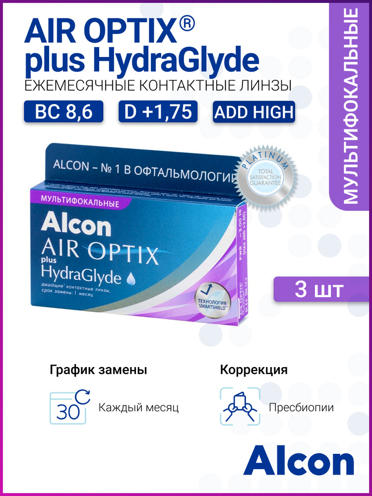 Мультифокальные линзы Alcon Air Optix plus Hydraglyde Multifocal 3 ...