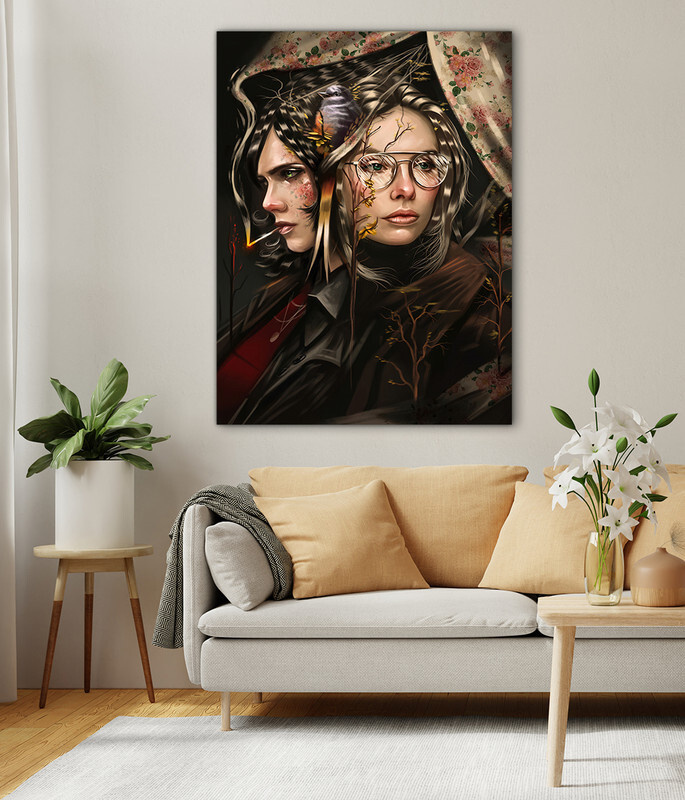 Интерьерная картина на холсте Фэнтэзи арт - Необычная пара - девушка в  очках с маленькой птичкой размер 30x40 см - купить по низкой цене в  интернет-магазине OZON (548374042)
