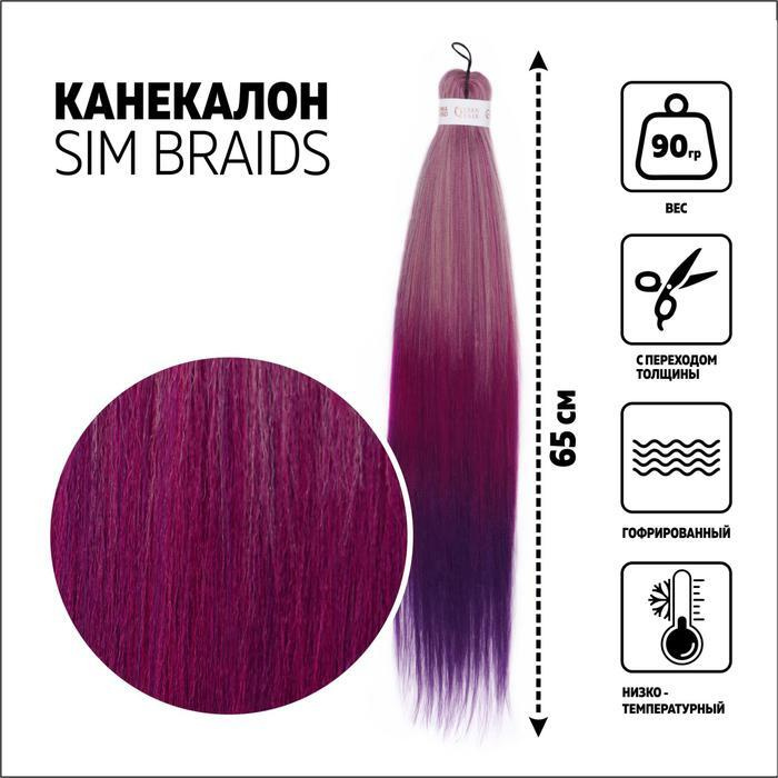 SIM-BRAIDS Канекалон трёхцветный, гофрированный, 65 см, 90 гр, цвет фиолетовый/сиреневый/пепельный(#FR-27) #1