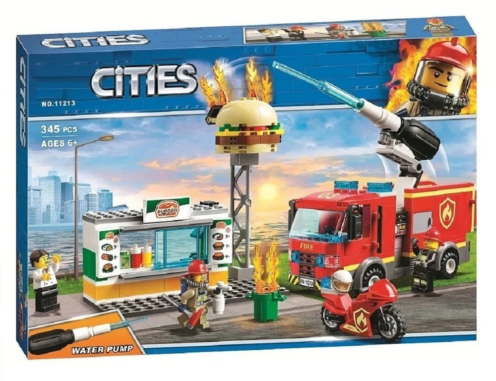 Конструктор Cities "Пожар в бургер-кафе" 11213 345 деталей #1