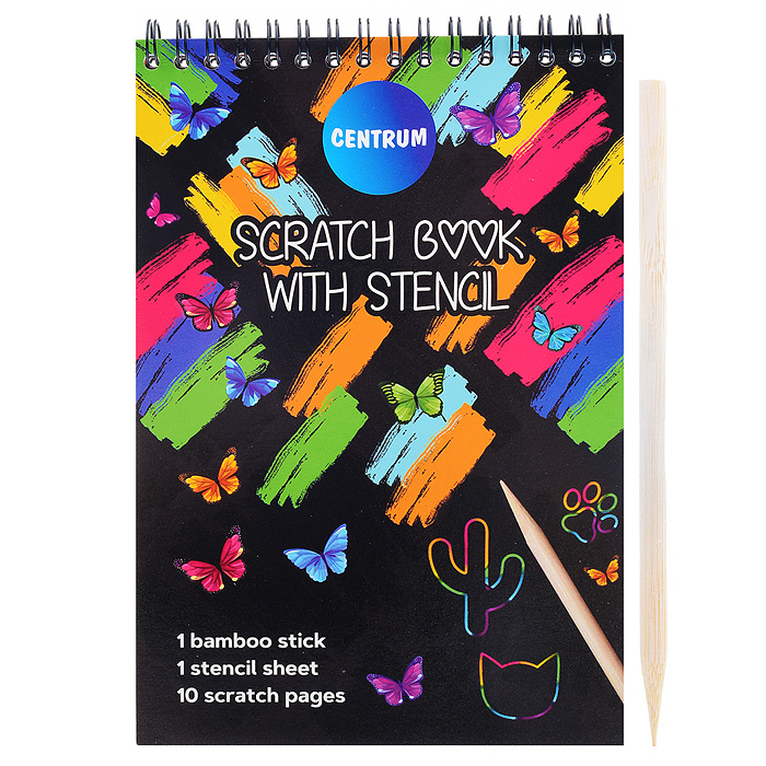 Блокнот-гравюра 200x140мм. В наборе:10 листов черного цвета, 1лист с ...