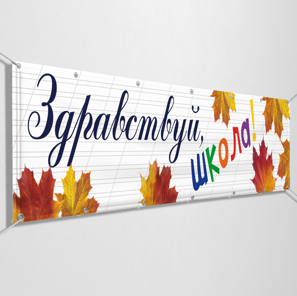 Баннер, растяжка "Здравствуй, школа" на 1 сентября / 10x0.7 м.  #1
