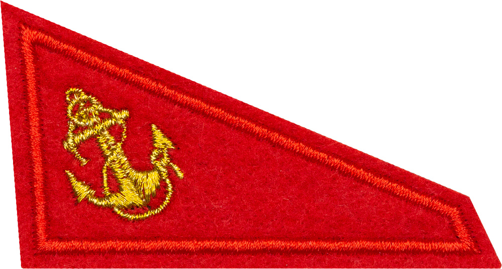 Нашивка "Уголок на берет Морская пехота ВМФ красный кант 70" 7,2х3,5см. (шеврон, патч, аппликация, заплатка, #1